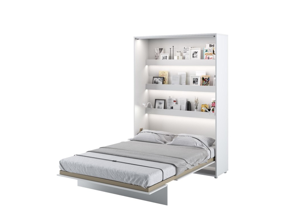 Schrankbett Vertikal weiß hochglanz 160x200 (BC) Murphy-Bett