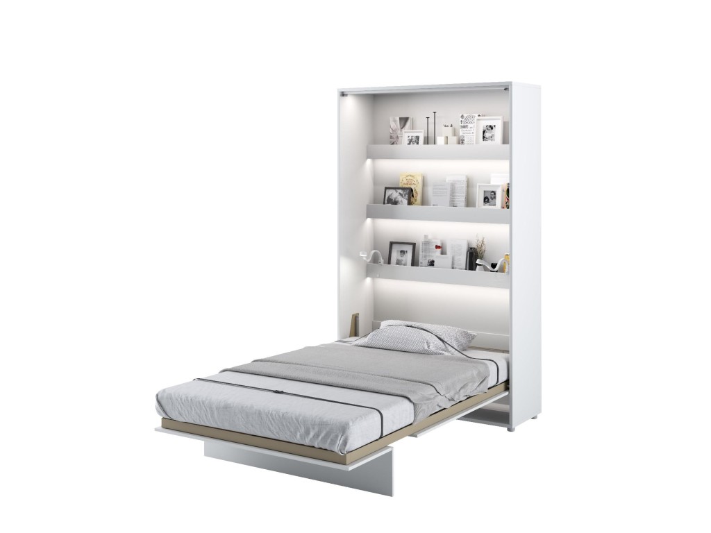 Schrankbett Vertikal weiß hochglanz 120x200 (BC) Murphy-Bett