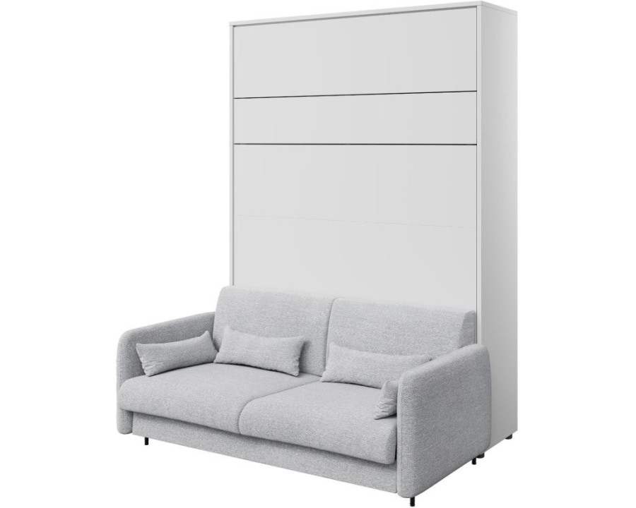 Schrankbett mit Wandbett Vertikal 160x200 weiß hochglanz (BC) Murphy-Bett